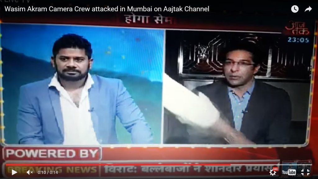 Wasim Akram’s post-game show interrupted in Lower Parel, Mumbai