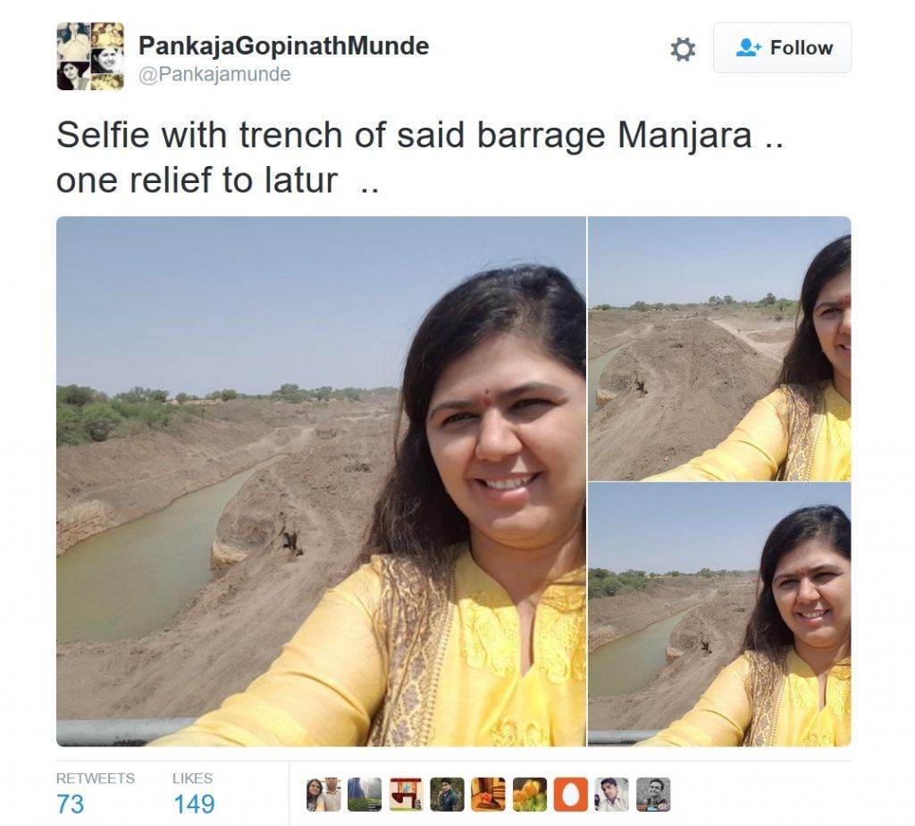 Minister slammed for clicking 'drought selfie' 3