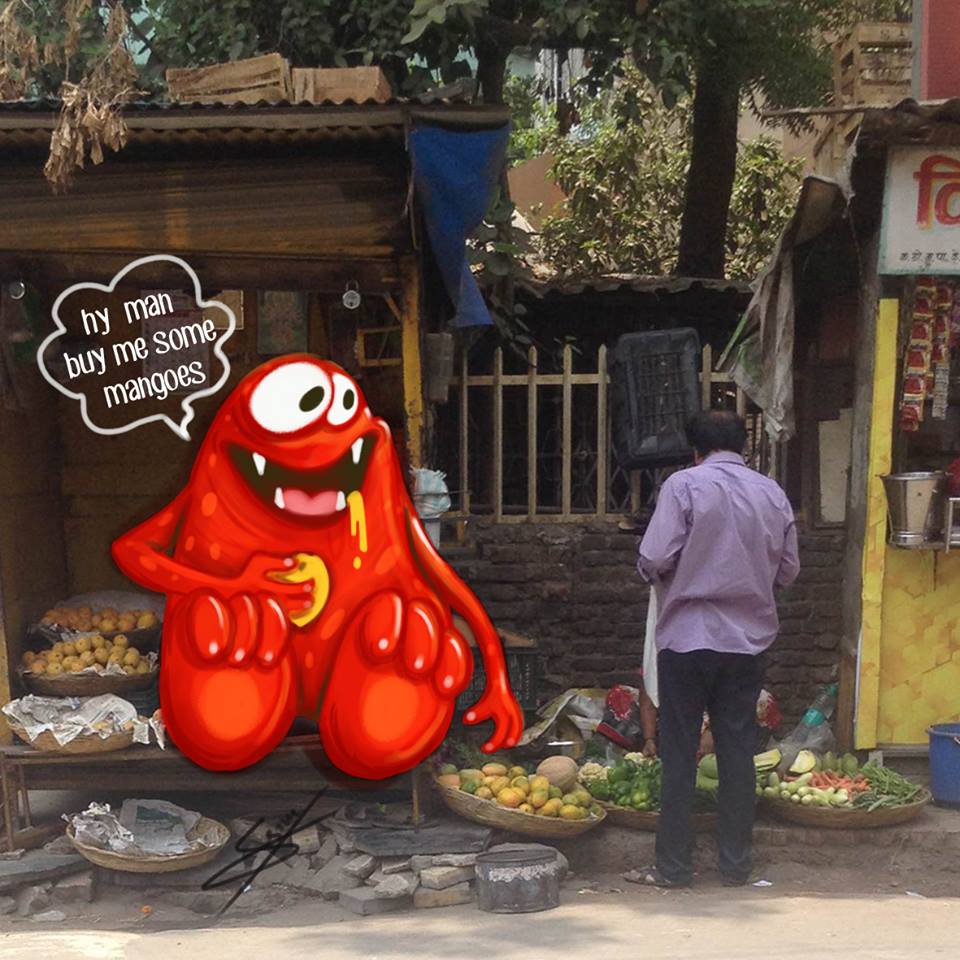 In pictures: Artist adds 'monsters' to daily life in Mumbai 8