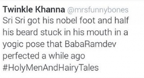 Reactions: Twinkle Khanna's joke on Sri Sri Ravi Shankar backfires, gets trolled and deletes tweet 1