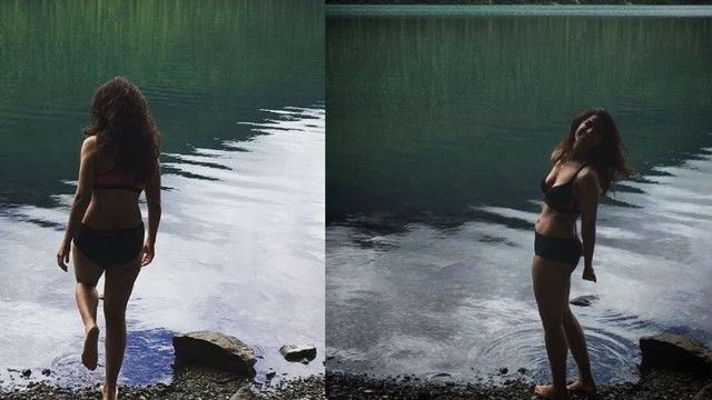 Airlift actress takes an impromptu dip in ice cold water in Canada