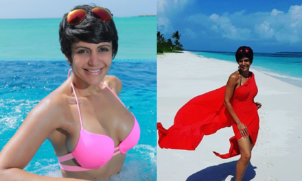 Mandira Bedi rocks a ‘Bikini Saree’ while holidaying in Maldives