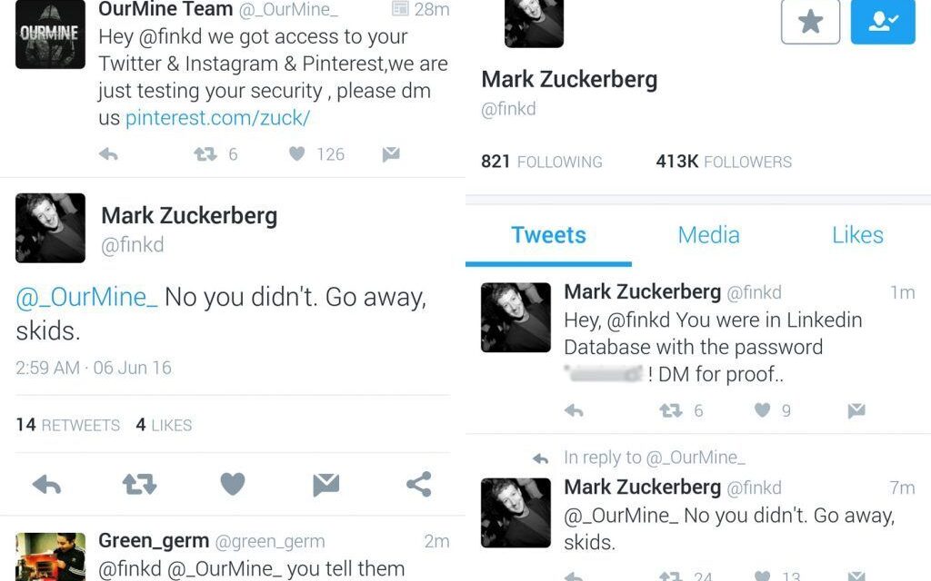 Zuckerberg’s LinkedIn password allows hackers to hack into his Twitter, Pinterest accounts