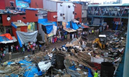 BMC brings down illegal high-rise shanties in Bandra