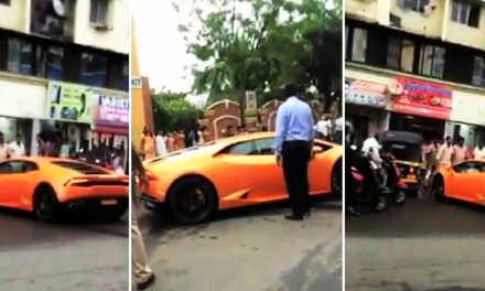 Video: Brand new Lamborghini rams into parked auto at Bhayander