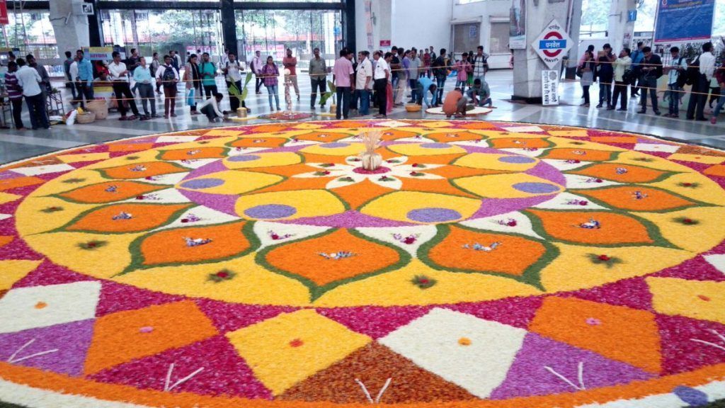 In Pictures: Railways greets commuters with floral rangoli on the occasion of Onam
