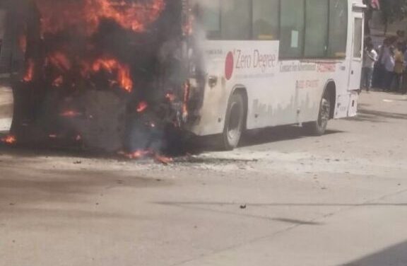 NMMT bus catches fire in Sion, passengers alight safely