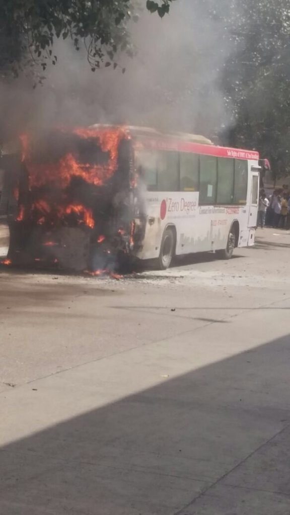 NMMT bus catches fire in Sion, passengers alight safely