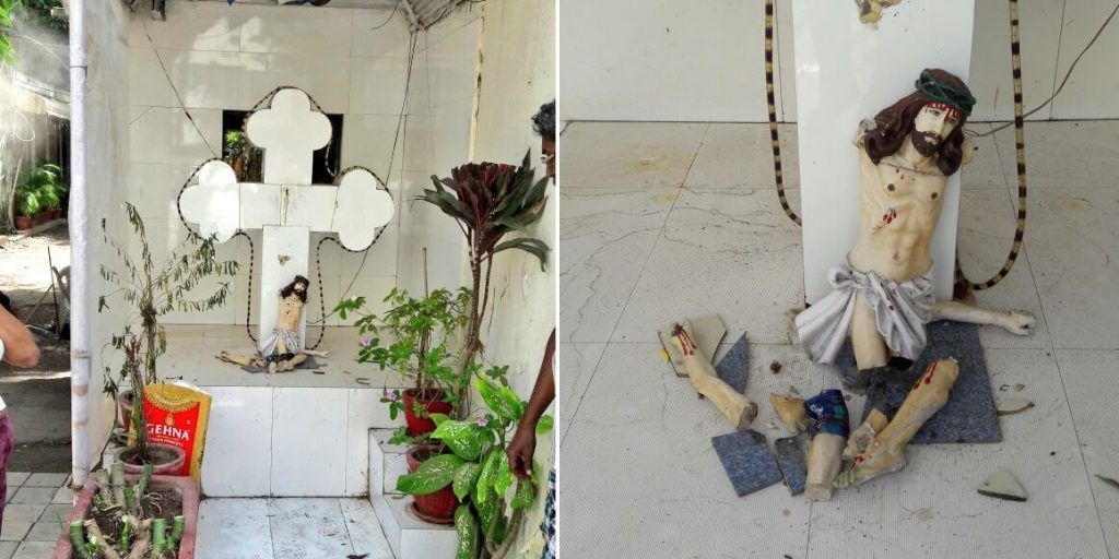 Unknown miscreant vandalizes Jesus Christ statue in Juhu, locals furious