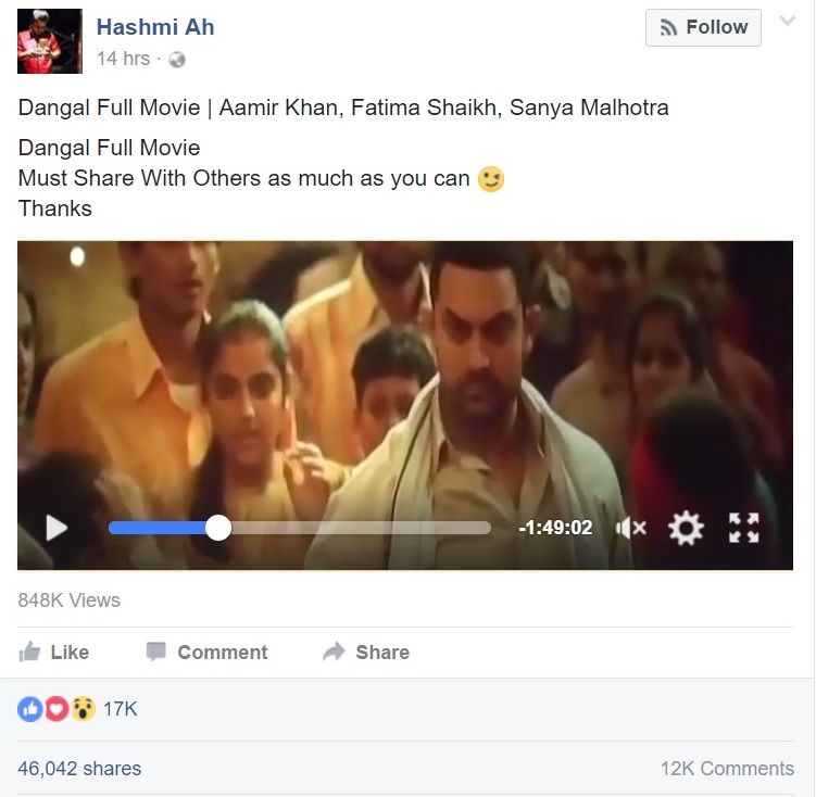 Dangal leaked on Facebook by Pakistani national within hours of release