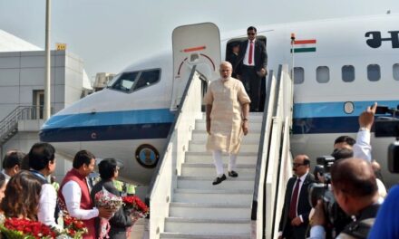 PM Modi arrives in Mumbai to lay foundation stone of Shivaji memorial, 2 metro projects