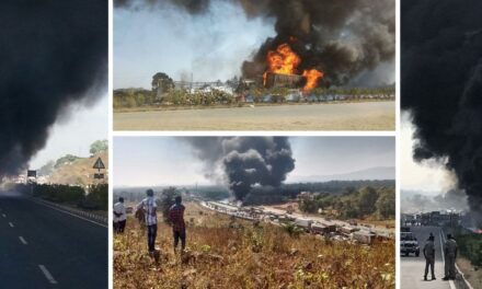 Tanker accident results in massive fire near Talasari on Mumbai-Ahmedabad Highway, multiple vehicles gutted