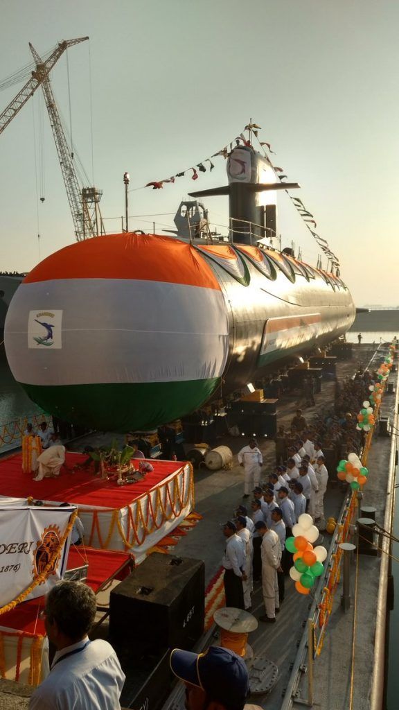 Indian Navy's second Scorpene class submarine 'INS Khanderi' launched at Mazgaon, Mumbai 3