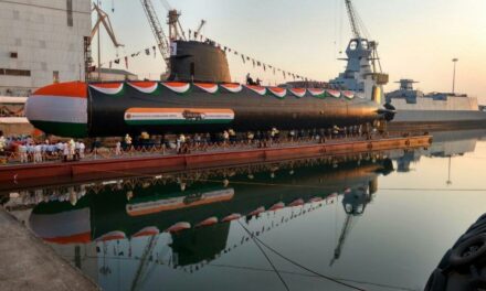 Indian Navy’s second Scorpene class submarine ‘INS Khanderi’ launched at Mazgaon, Mumbai