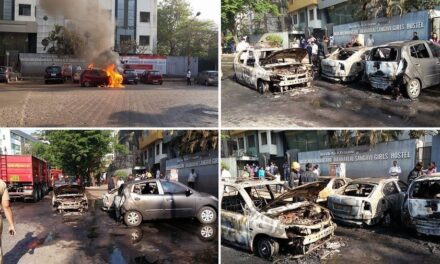 3 cars charred in fire near women’s hostel opposite Utpal Sanghvi school, Vile Parle