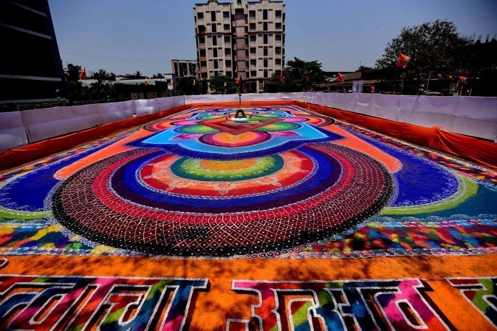 In Picture: 28 artists create 15,000 sq.ft rangoli in Kurla ahead of Gudi Padwa 2