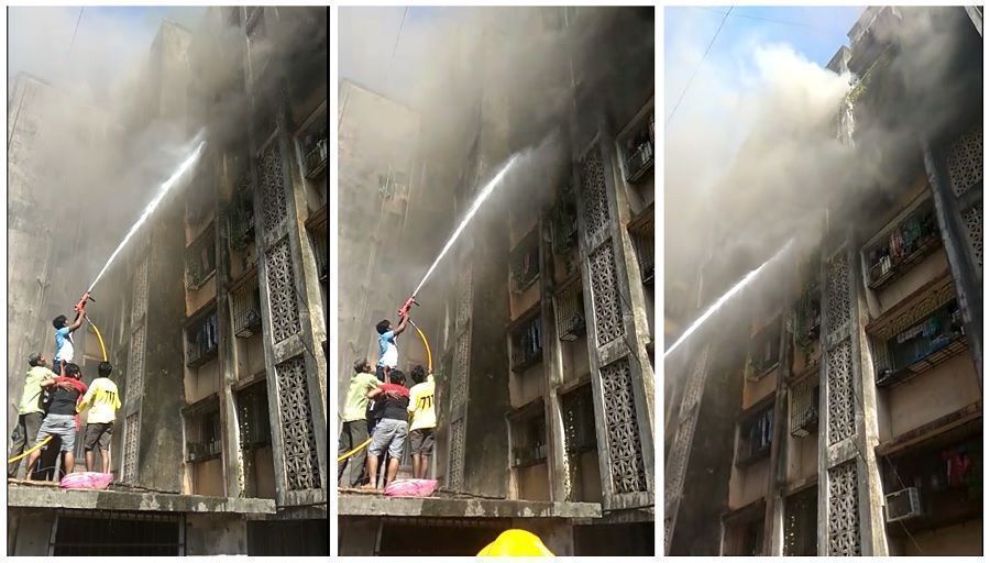 Major fire breaks out in residential building at 90 feet road in Dharavi, Mumbai
