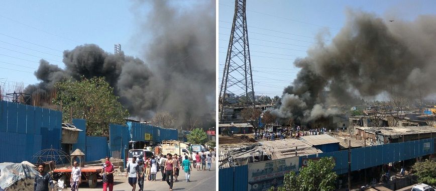 Video: Massive fire breaks out at godown near Chembur slum along Eastern Express Highway