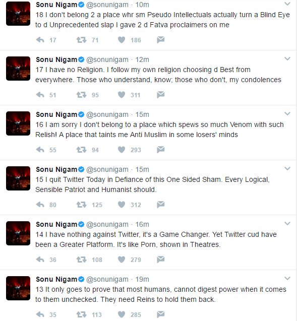 Sonu Nigam quits Twitter for good, explains why in 24 tweets 4