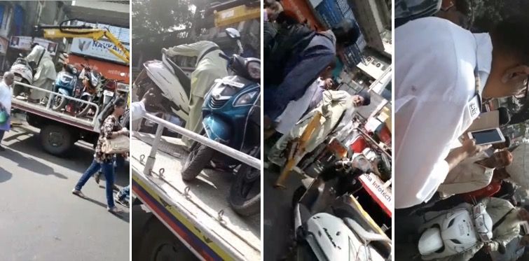 Video: Elderly man climbs atop towing van in Mulund, flees with vehicle without paying penalty