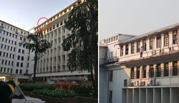 Video: Youth threatens to jump off Mantralaya building, ministers try to negotiate