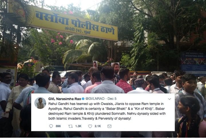 Complaint filed against BJP spokesperson at Versova PS for defamatory remark against Rahul Gandhi