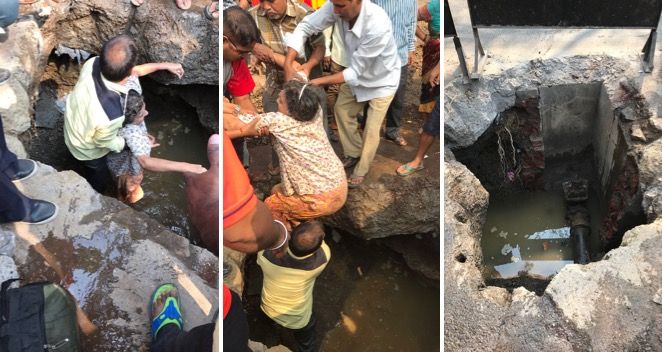 Locals rescue elderly who fell in hole near DPYA school in Dadar, allege lapse by BMC