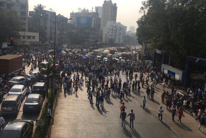 Protesters block road near IIT-Powai, traffic movement on JVLR affected