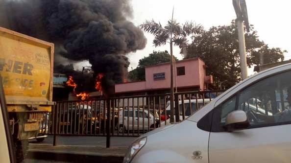 Massive fire breaks out near SCLR, Kurla