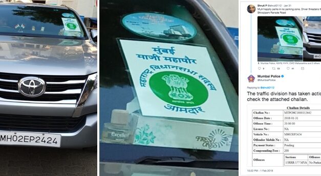 Mumbai traffic police penalises car bearing MLA sticker after citizen’s complaint