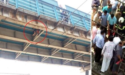 Video: Mentally disturbed man climbs Kandivali FOB, tries to touch overhead wires