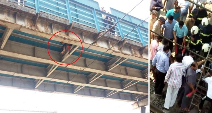 Video: Mentally disturbed man climbs Kandivali FOB, tries to touch overhead wires