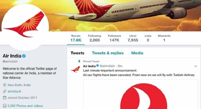 In Pics: Turkish hackers break into Air India's Twitter account, tweet 'All flights cancelled' 1