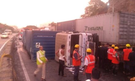 Container topples on Ghodbunder Road: Chemical spilled on road, traffic affected