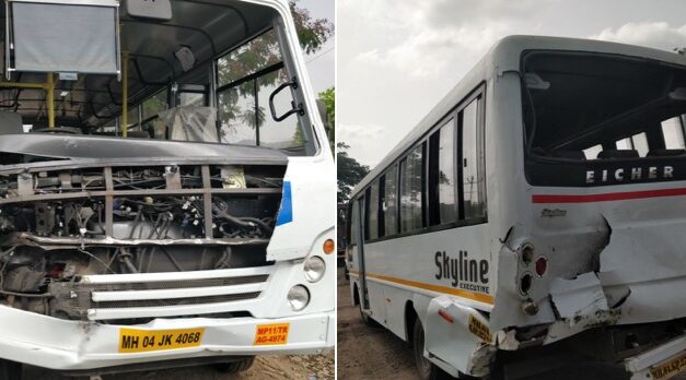 Driver injured in bus collision on Ghodbunder Road