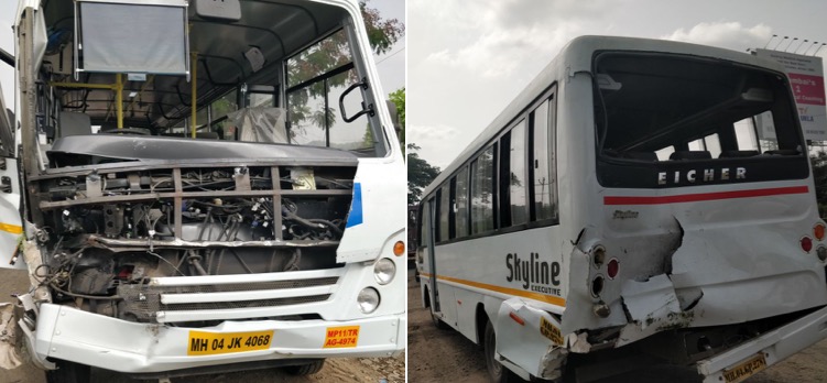 Driver injured in bus collision on Ghodbunder Road