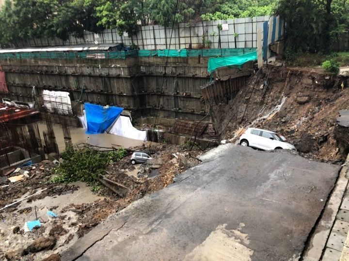 Visuals: Compound caves in at Lloyds Estate in Wadala, over 15 cars damaged 3
