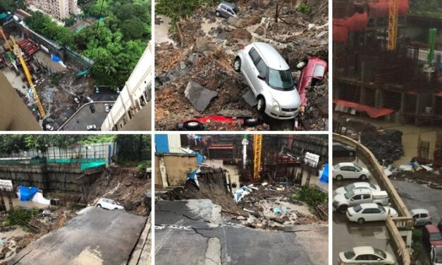 Visuals: Compound caves in at Lloyds Estate in Wadala, over 15 cars damaged