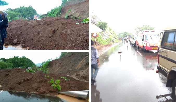 Landslide on Mumbai-Goa highway near Mahad, traffic affected