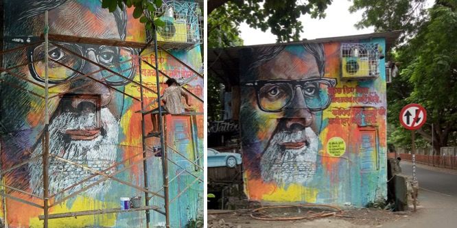 In Pics: Street artists paint 25ft tall Amitabh Bachchan mural in Goregaon 3