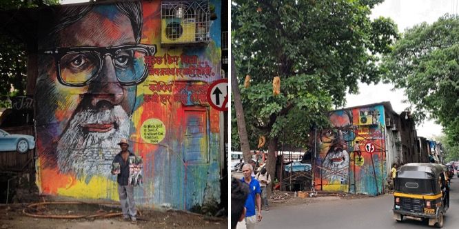 In Pics: Street artists paint 25ft tall Amitabh Bachchan mural in Goregaon