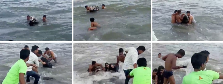 Video: BMC's clean-up marshals save woman from drowning near Bandra Fort, Bandstand