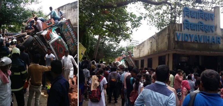 Video: Truck overturns on booking counter at Vidyavihar Station