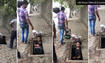 Video: Hawkers caught using open gutter as storage in Vikhroli