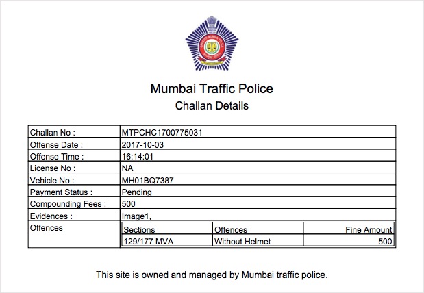 Mumbai cop yet to pay for e-challan issued in Oct 2017 for riding without helmet 1