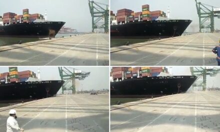 Video: Container ship rams into jetty at JNPT