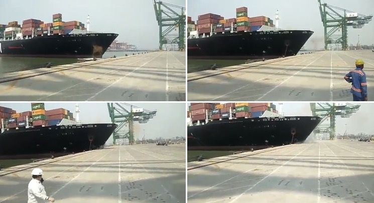 Video: Container ship rams into jetty at JNPT