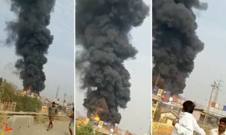 Video: Massive fire breaks out at container yard in Uran, Navi Mumbai