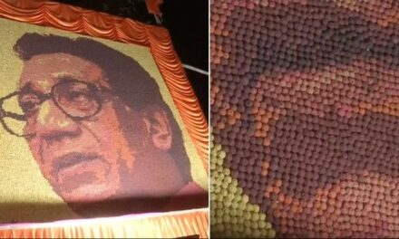 Mumbai artist creates Bal Thackeray portrait with 33,000 rudraksh beads