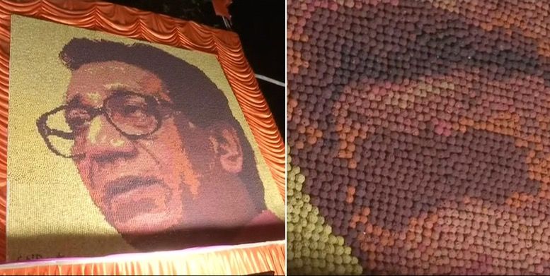 Mumbai artist creates Bal Thackeray portrait with 33,000 rudraksh beads
